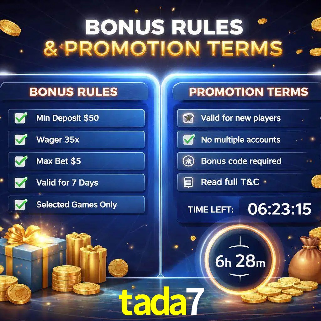 Reglas de promoción tada7 y condiciones de bonos explicadas visualmente